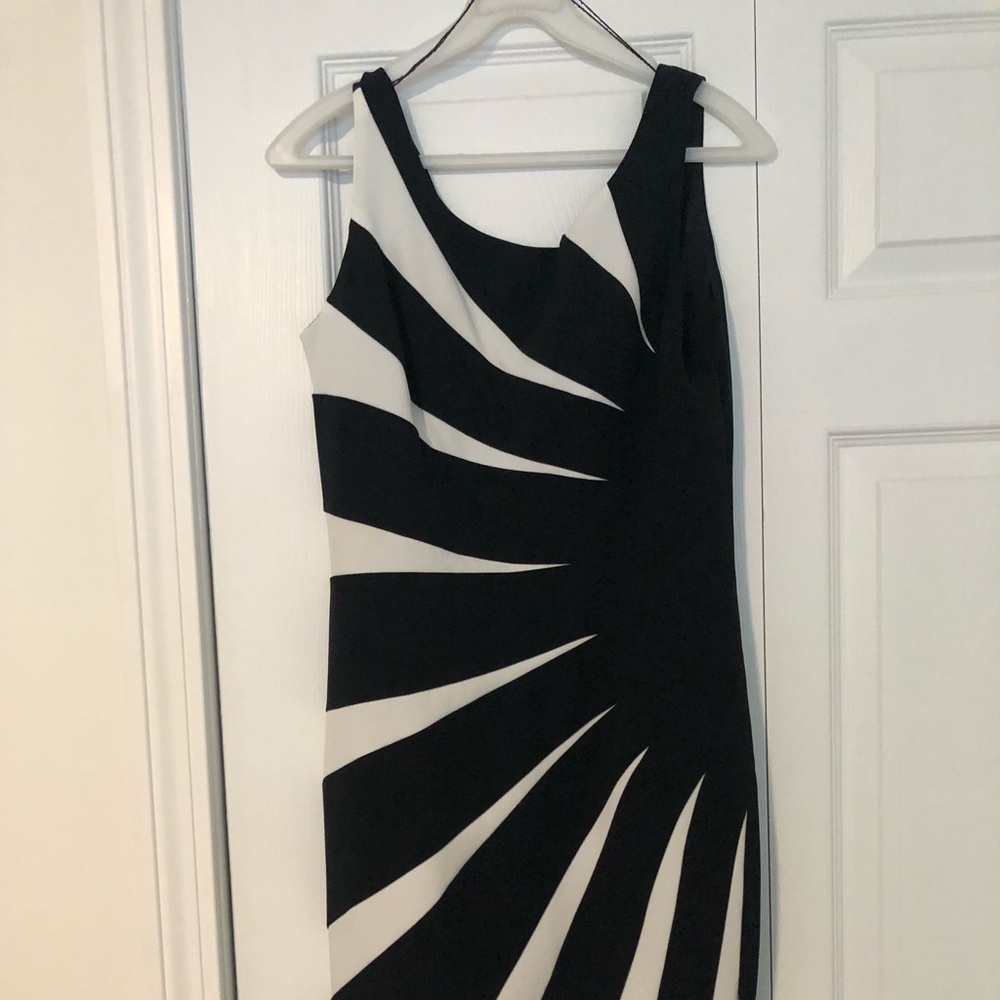 Adrianna Papell elegant black and white dress